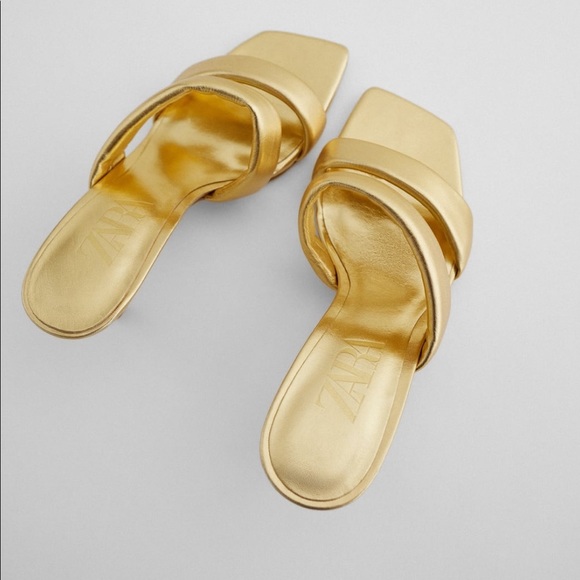 ZARA Metallic Finish Quilted Leather Sandals